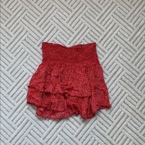 Adika red flower printed mini skirt. size small